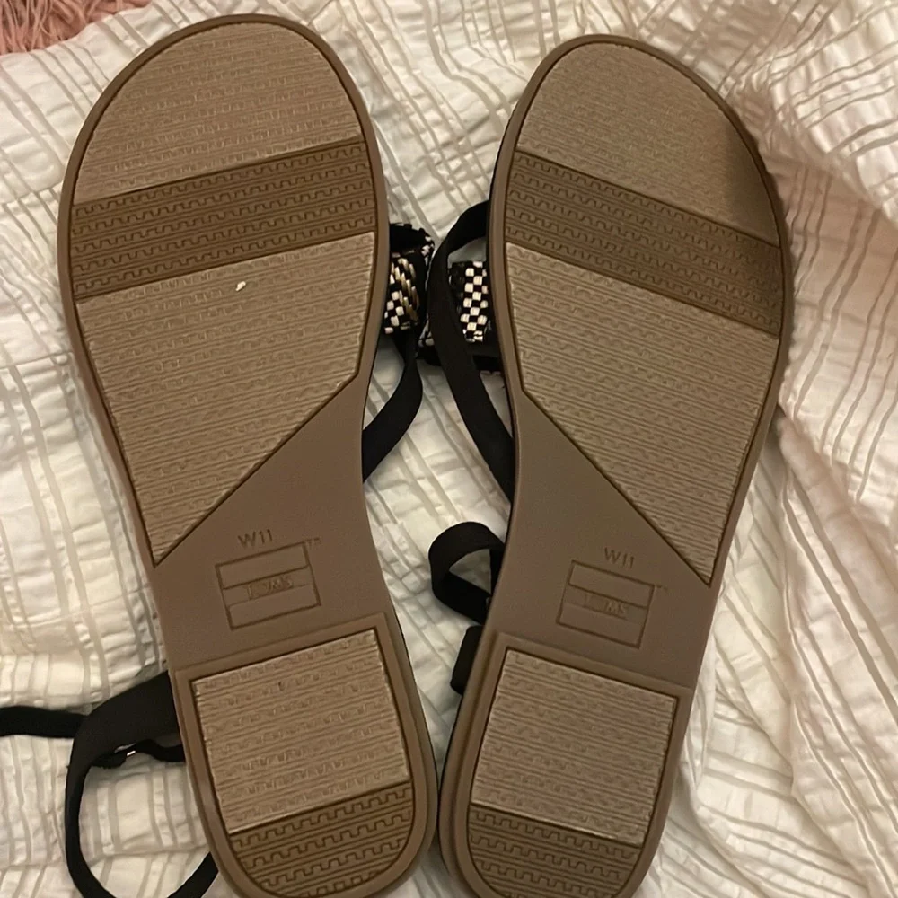Toms Lexie Black Canvas/Geometric Woven Sandal. Size 11. NWOT🔹FIRM🔹 - Picture 6 of 13